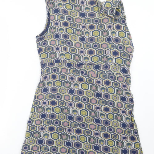 Lily Originals Womens Blue Geometric  Basic T-Shirt Size 14  - Long