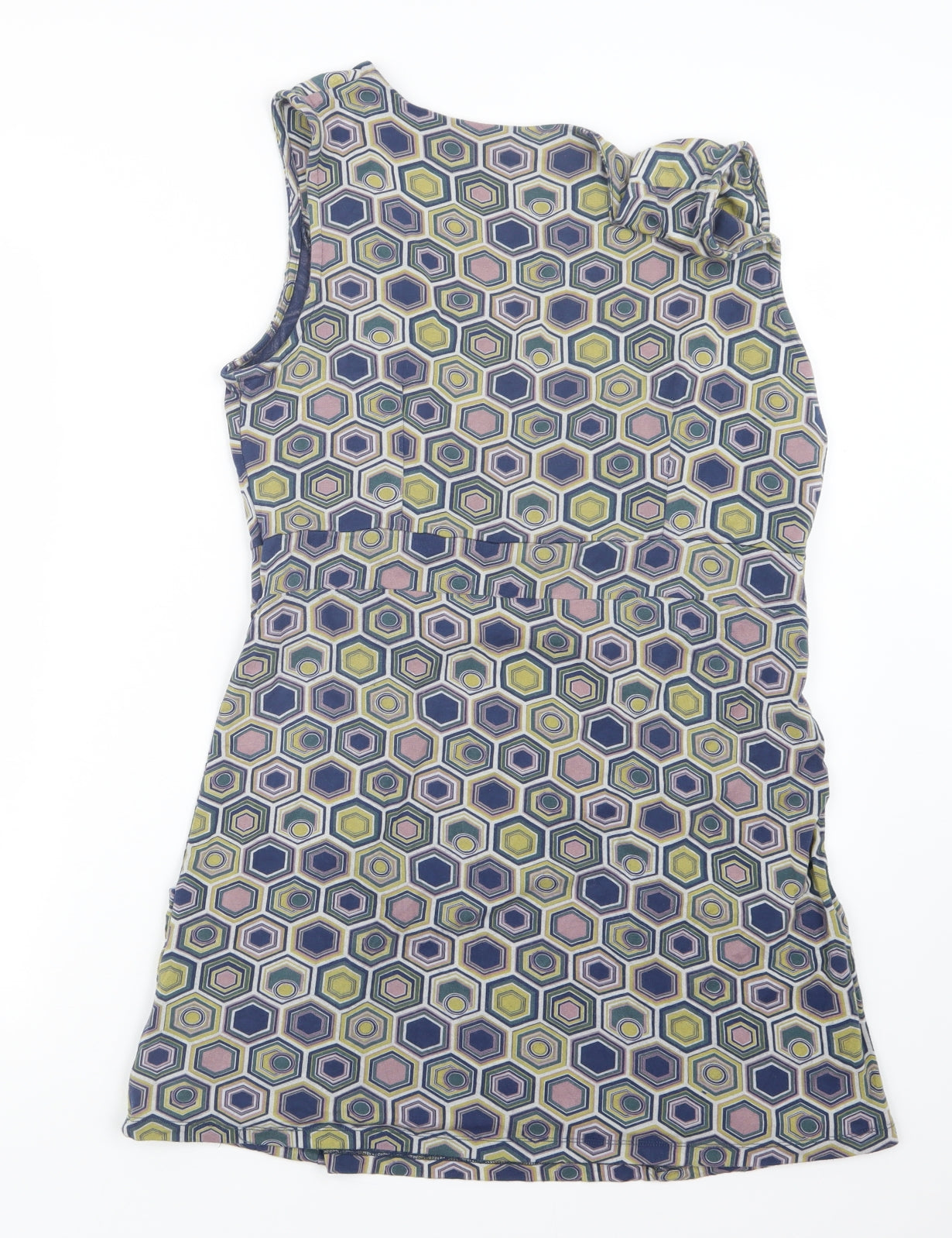 Lily Originals Womens Blue Geometric  Basic T-Shirt Size 14  - Long