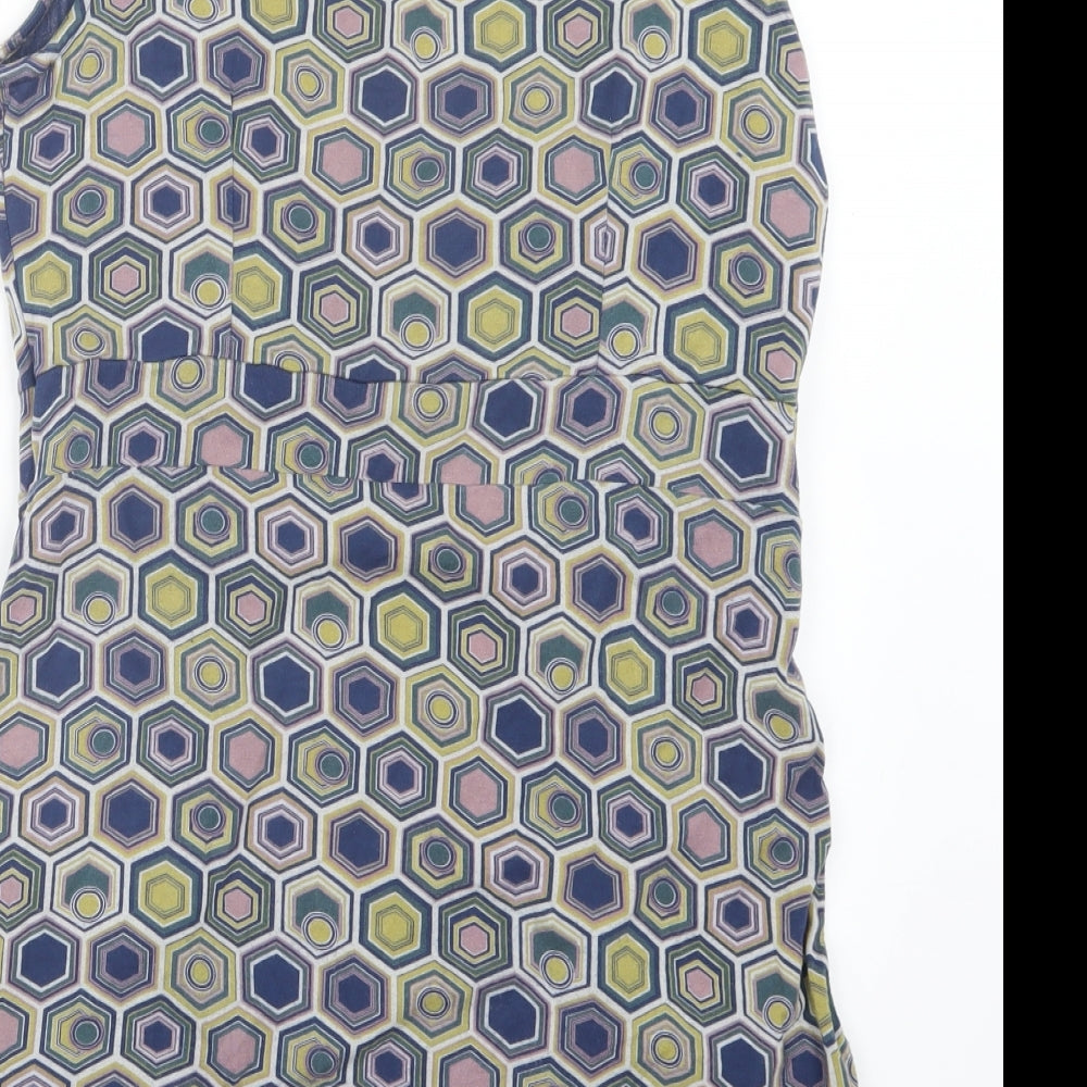 Lily Originals Womens Blue Geometric  Basic T-Shirt Size 14  - Long