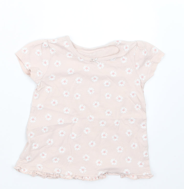 George Girls Pink Floral Basic T-Shirt Size 12-18 Months
