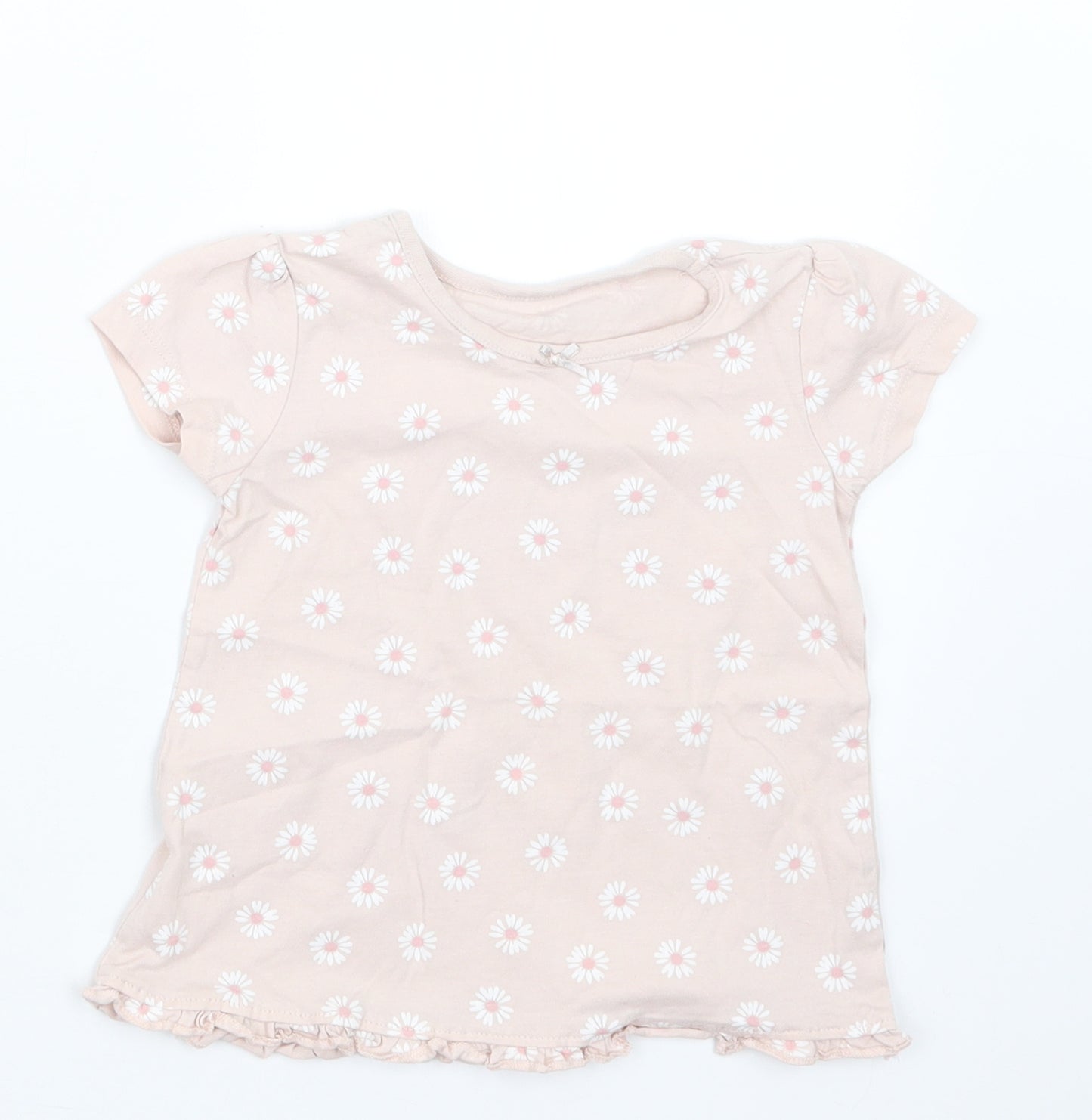 George Girls Pink Floral  Basic T-Shirt Size 12-18 Months