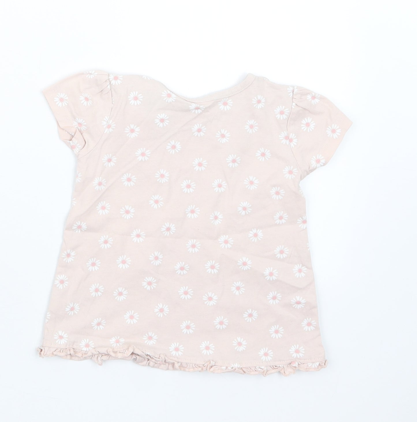 George Girls Pink Floral  Basic T-Shirt Size 12-18 Months