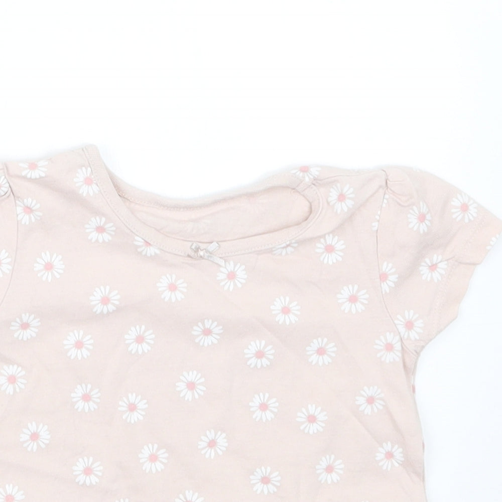 George Girls Pink Floral  Basic T-Shirt Size 12-18 Months
