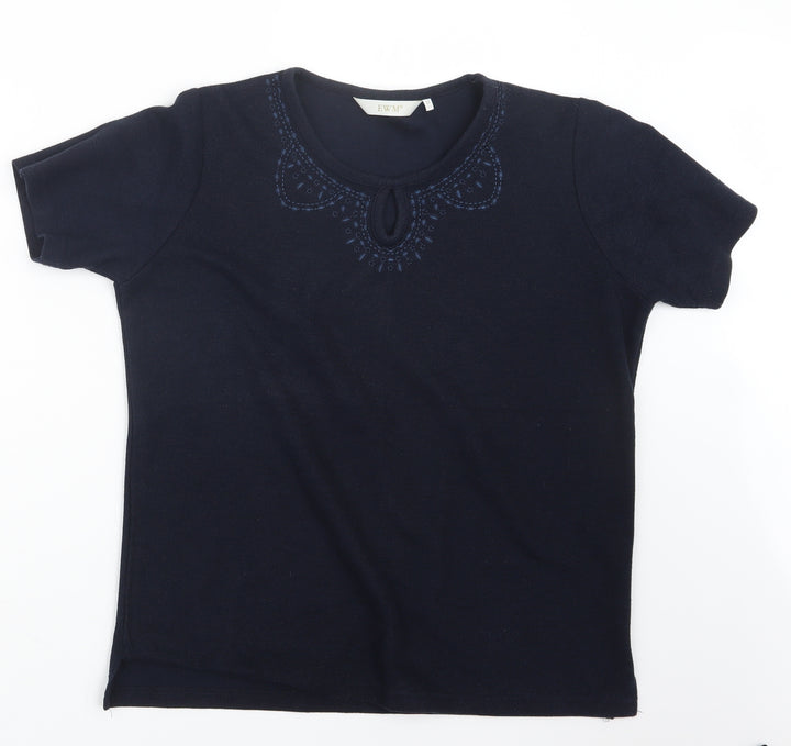 EWM Womens Blue Knit Pullover Jumper Size 14