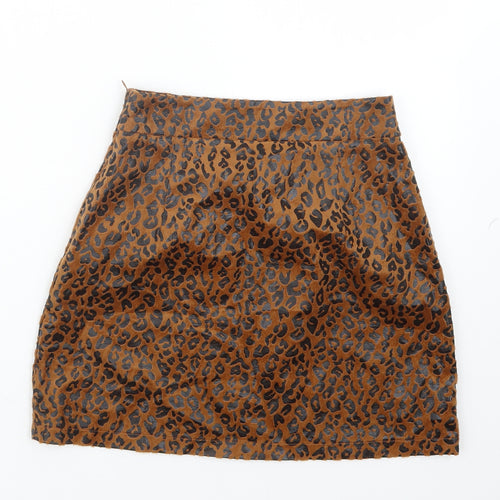 PRETTYLITTLETHING Womens Brown Animal Print  Straight & Pencil Skirt Size 4
