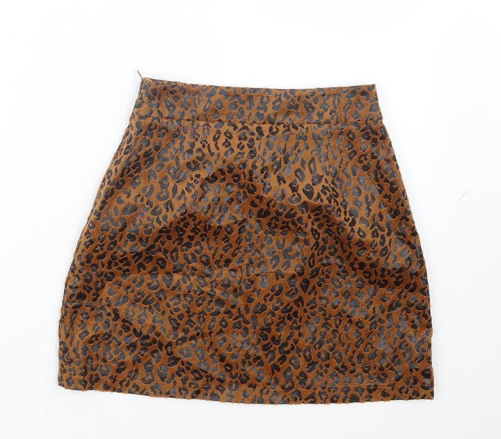 PRETTYLITTLETHING Womens Brown Animal Print Straight & Pencil Skirt Size 4