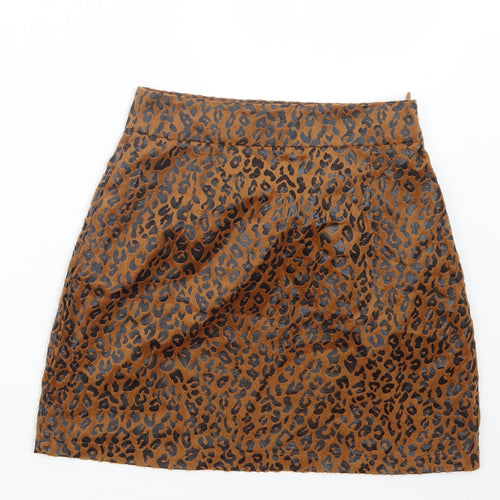 PRETTYLITTLETHING Womens Brown Animal Print  Straight & Pencil Skirt Size 4