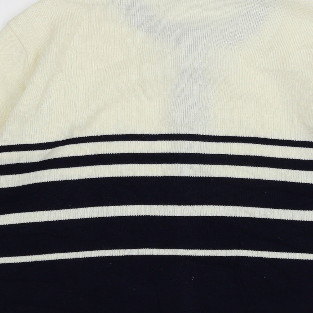 Marks and Spencer Womens Ivory Striped Knit Cardigan Jumper Size 14