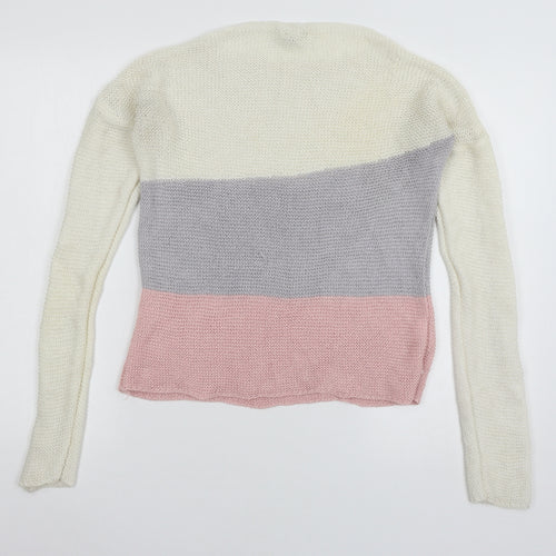 Nina Murati Womens Ivory Striped Knit Pullover Jumper Size S