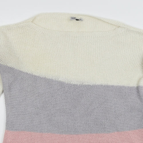 Nina Murati Womens Ivory Striped Knit Pullover Jumper Size S