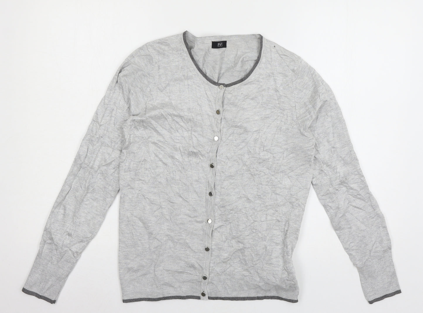 F&F Womens Grey  Knit Cardigan Jumper Size 12
