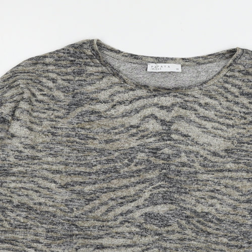 Papaya Womens Brown Animal Print Knit Pullover Jumper Size 10