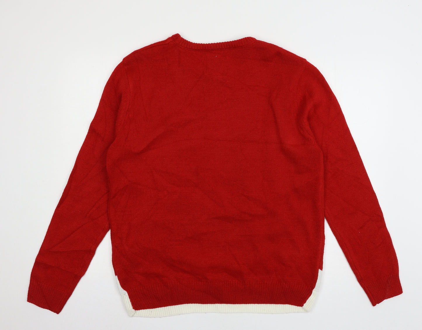 Cedar Wood State Mens Red Geometric Knit Pullover Jumper Size L  - Christmas Tree