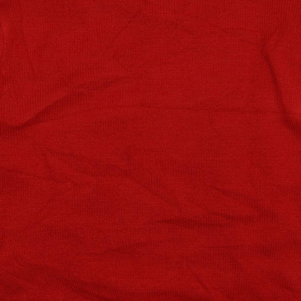 Cedar Wood State Mens Red Geometric Knit Pullover Jumper Size L  - Christmas Tree