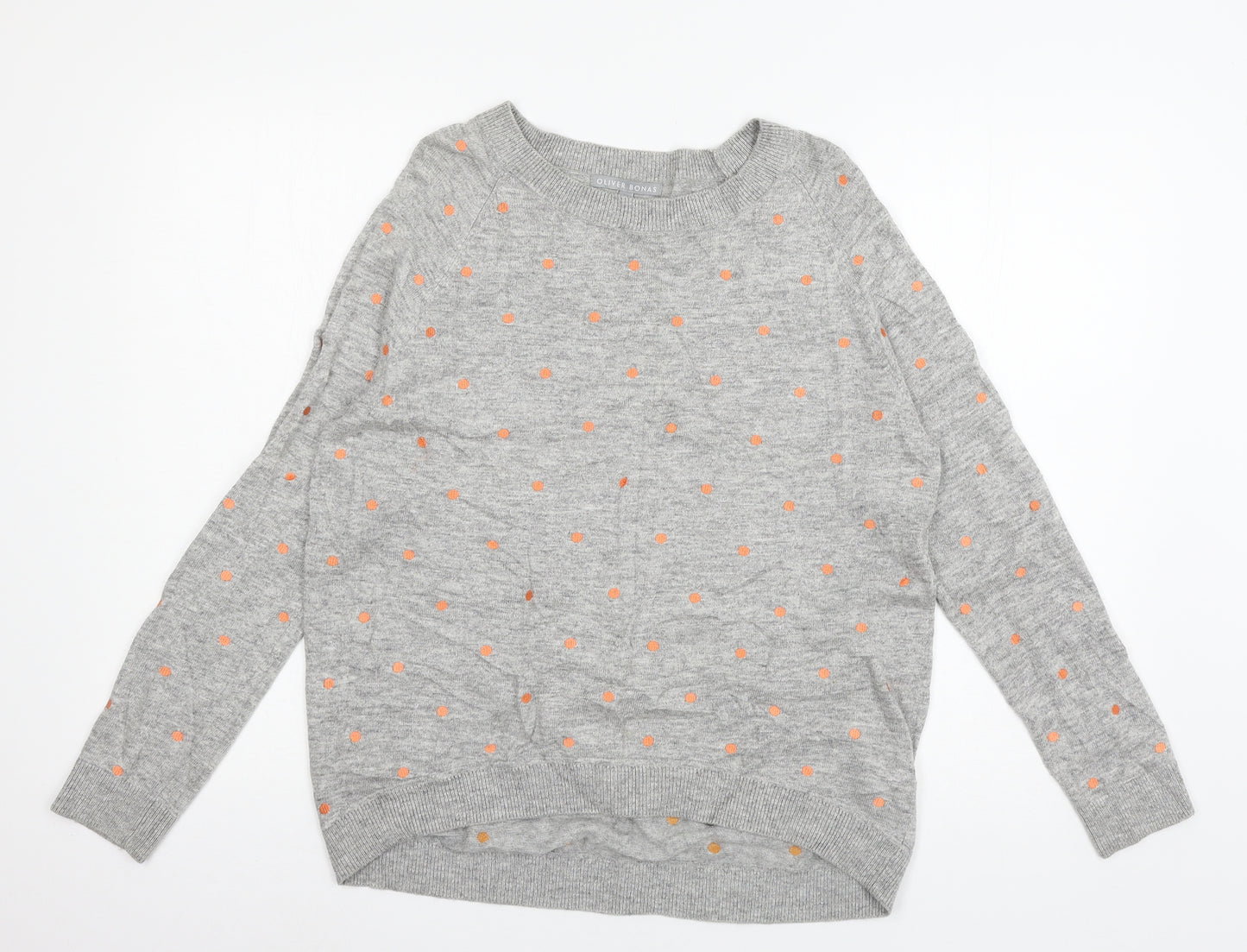 Oliver Bonas Womens Grey Polka Dot Knit Pullover Jumper Size 10