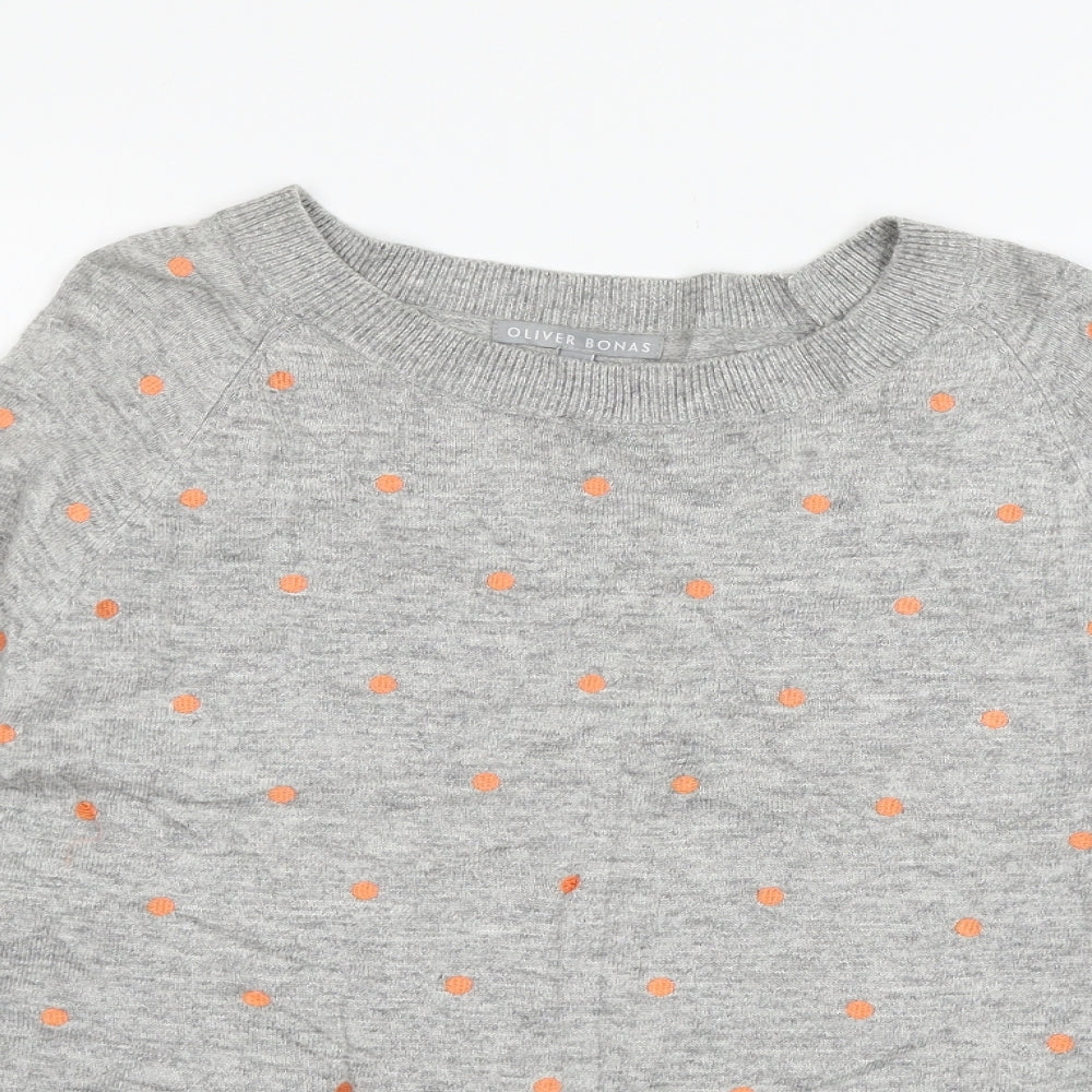 Oliver Bonas Womens Grey Polka Dot Knit Pullover Jumper Size 10