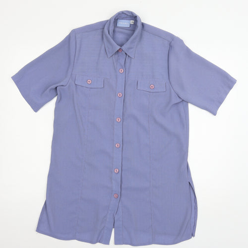Award Womens Blue   Basic Button-Up Size 12