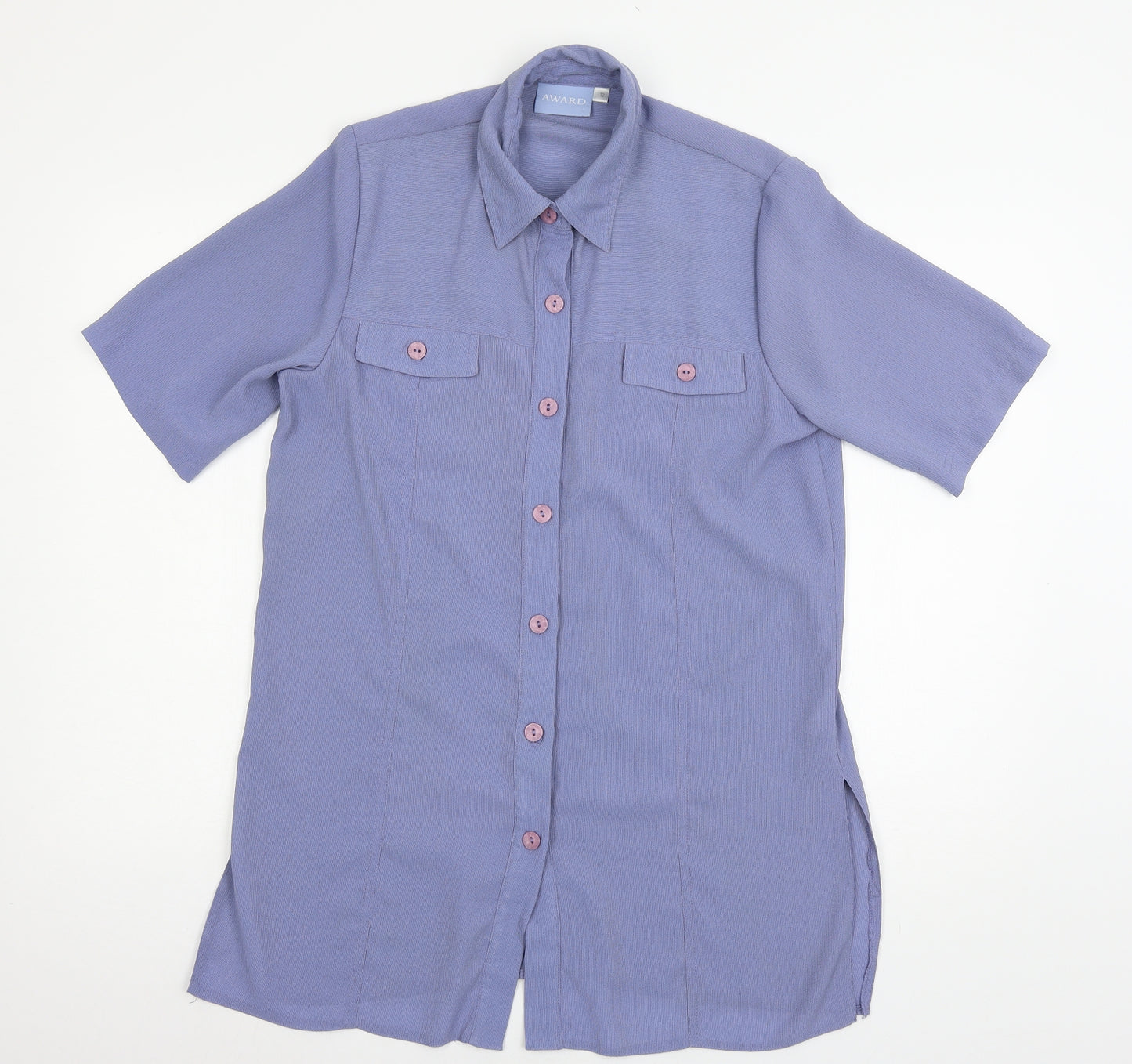Award Womens Blue   Basic Button-Up Size 12