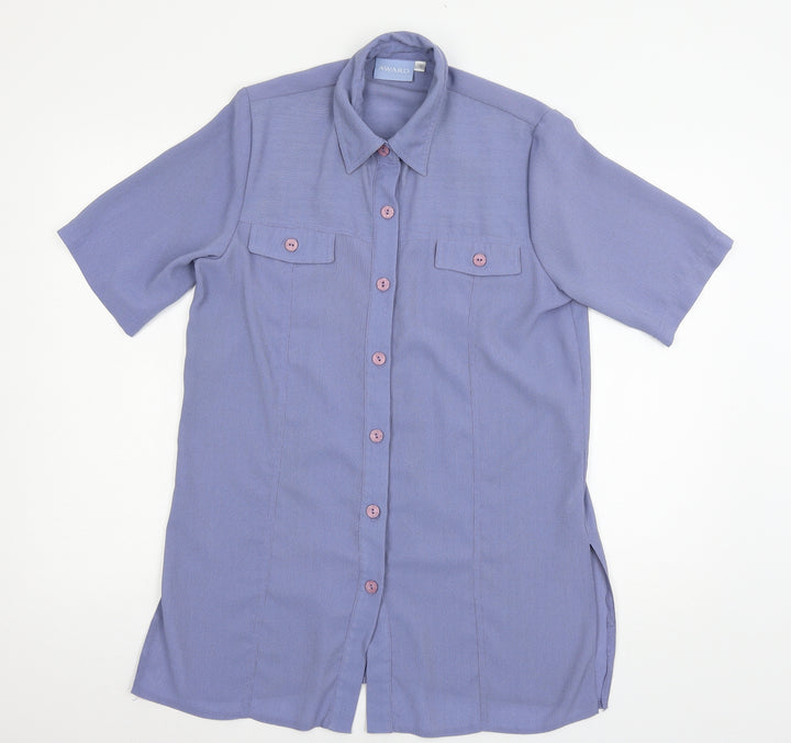 Award Womens Blue   Basic Button-Up Size 12