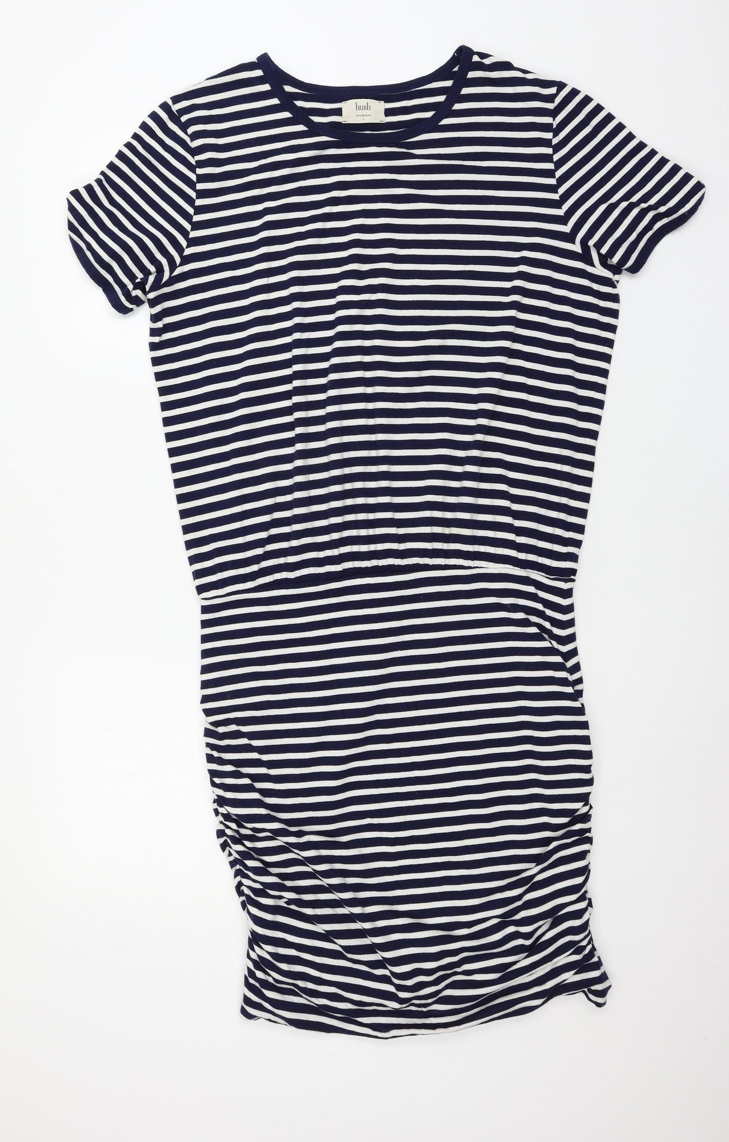 Hush Womens Blue Striped Jersey T-Shirt Dress  Size L