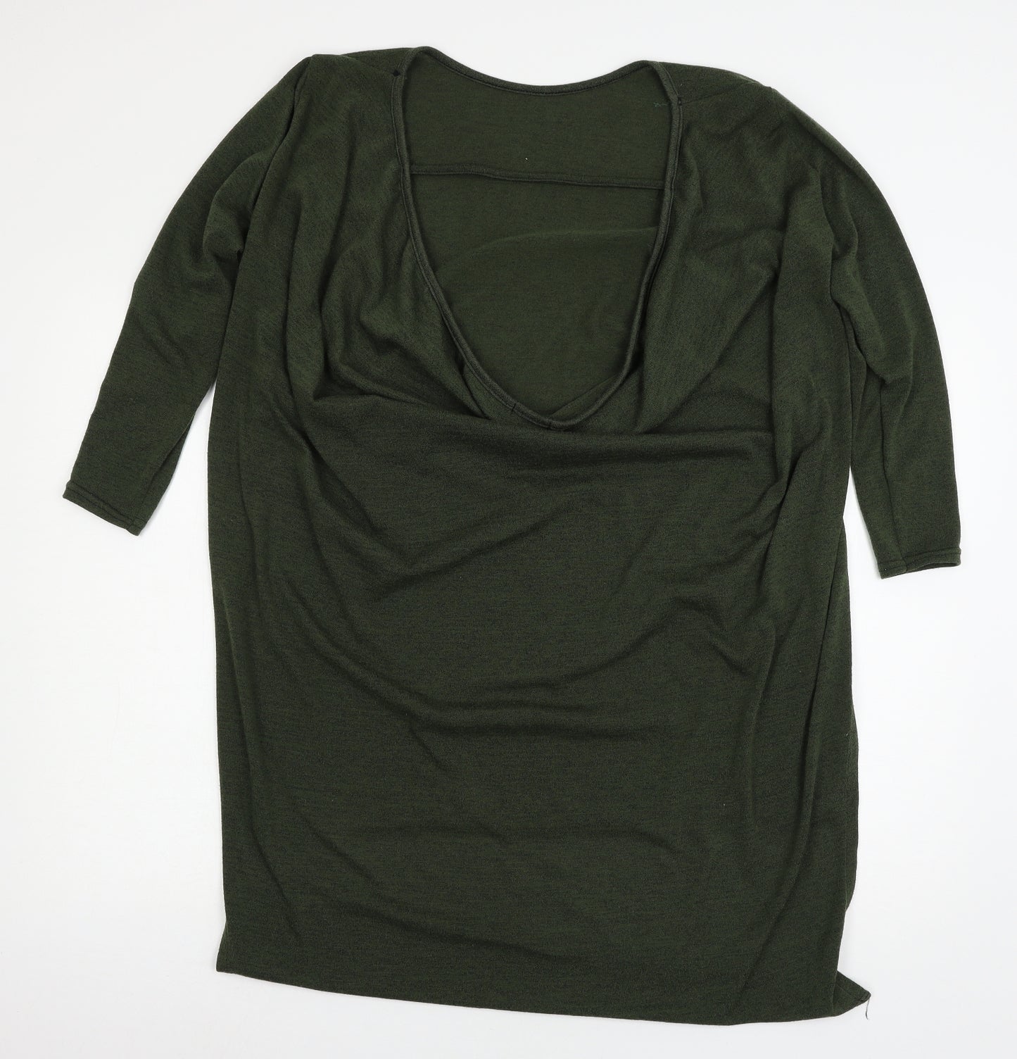 Missi Womens Green  Knit Basic T-Shirt Size 14  - low back
