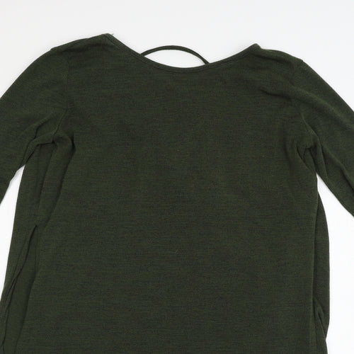 Missi Womens Green  Knit Basic T-Shirt Size 14  - low back