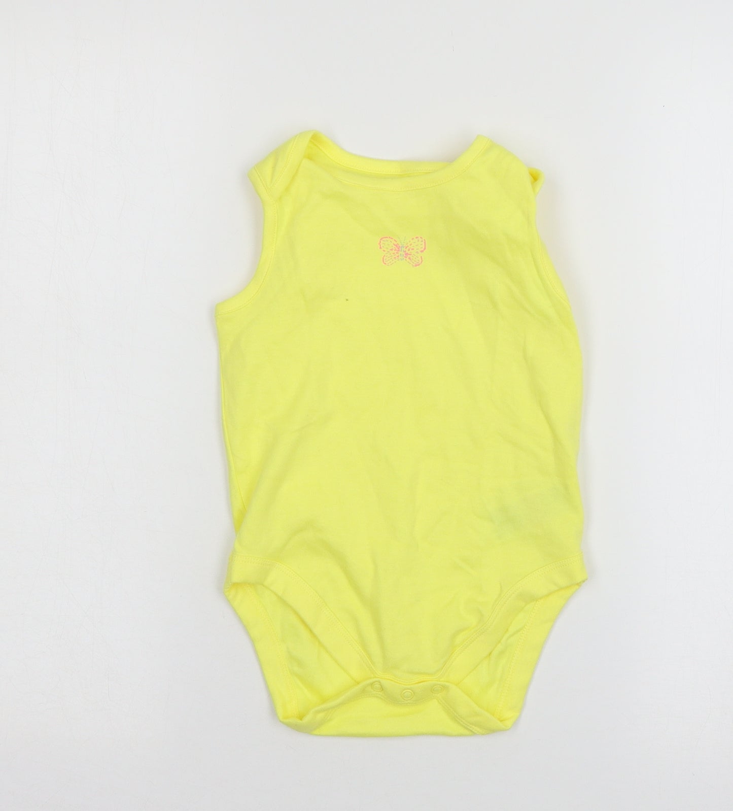 Mothercare Girls Yellow  Jersey Babygrow One-Piece Size 24 Months