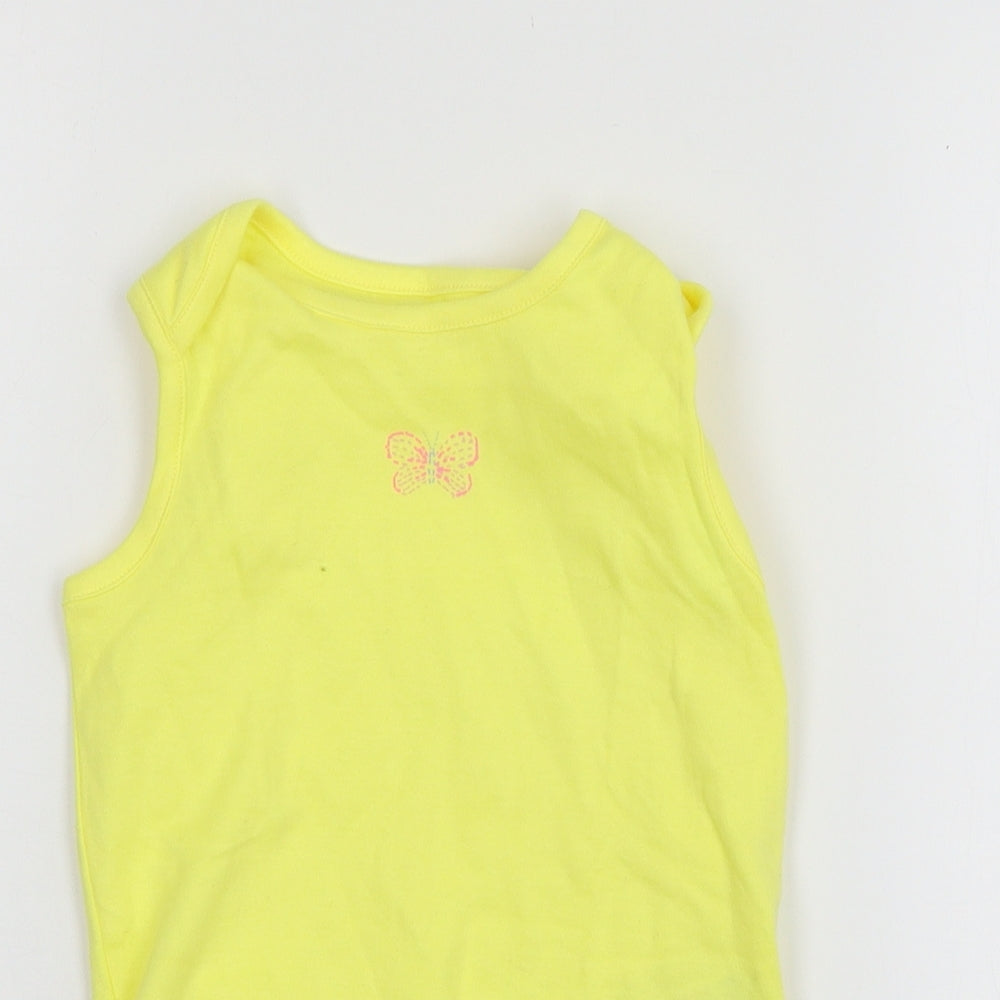 Mothercare Girls Yellow  Jersey Babygrow One-Piece Size 24 Months