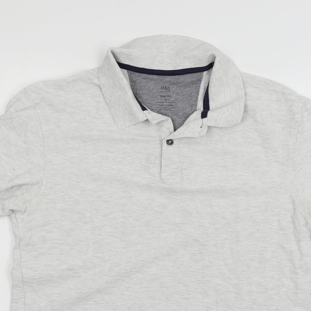 Marks and Spencer Mens Grey  Jersey  Polo Size M