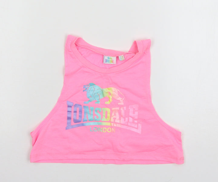 Lonsdale Girls Pink Jersey Basic Tank Size 7-8 Years
