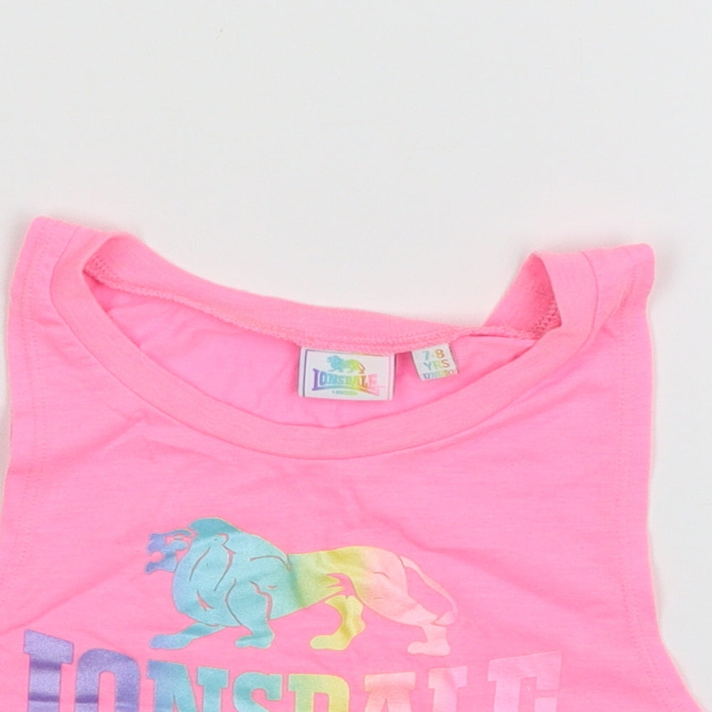 Lonsdale Girls Pink  Jersey Basic Tank Size 7-8 Years