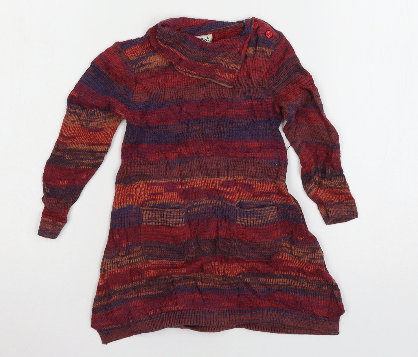NEXT Girls Multicoloured Striped Knit Jumper Dress  Size 12-18 Months