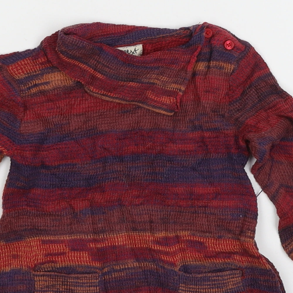 NEXT Girls Multicoloured Striped Knit Jumper Dress  Size 12-18 Months