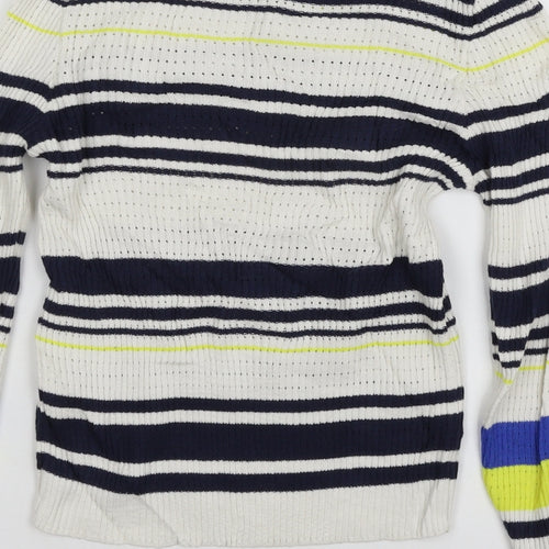 Stradivarius Womens White Striped Knit Pullover Jumper Size S