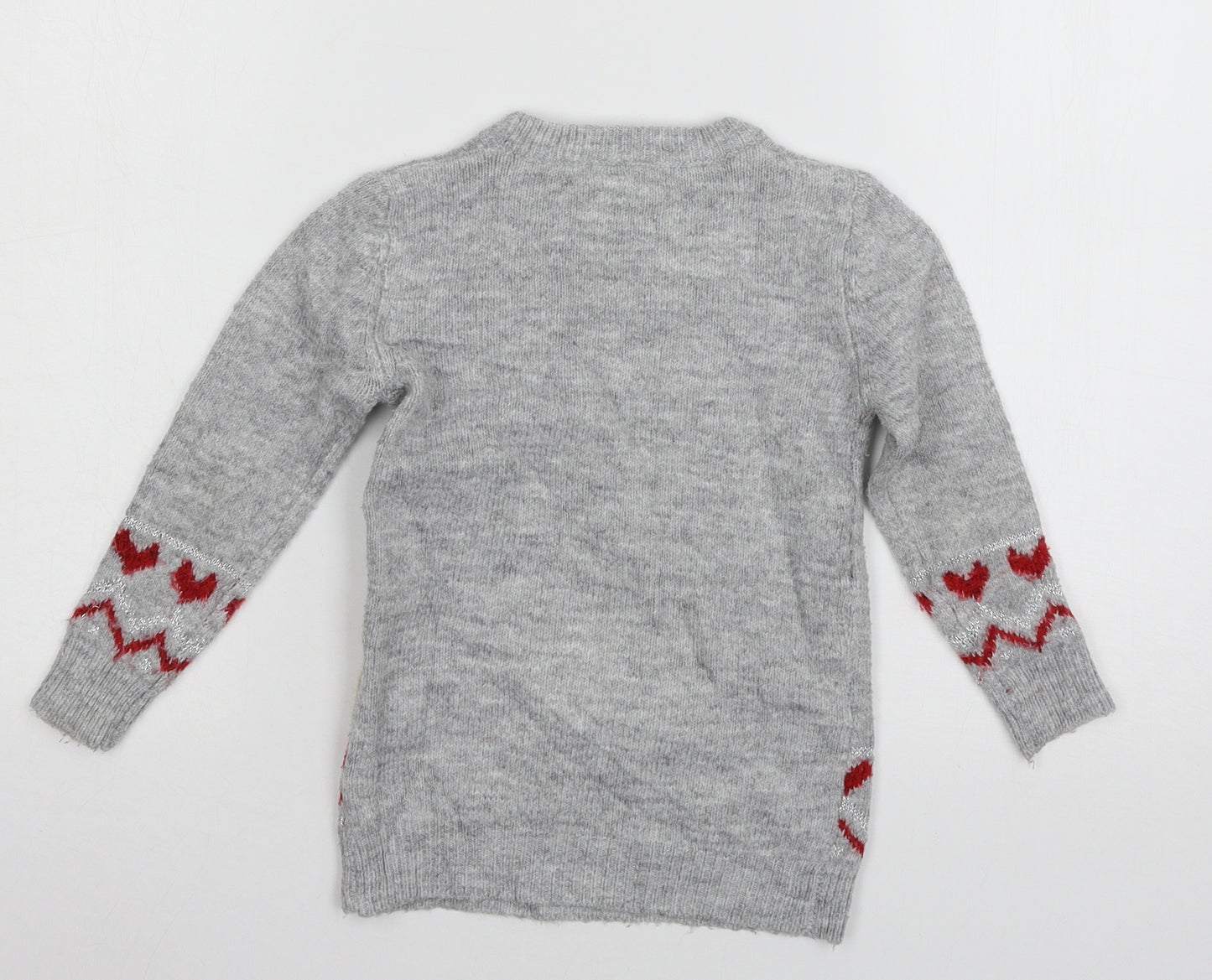 TU Girls Grey  Knit Pullover Jumper Size 3 Years  - Christmas Dog