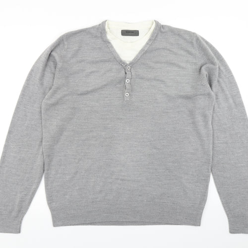 Burton Mens Grey  Knit Pullover Jumper Size L