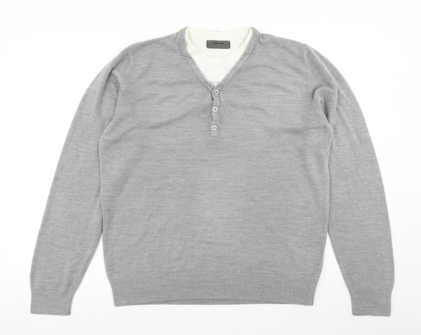 Burton Mens Grey  Knit Pullover Jumper Size L
