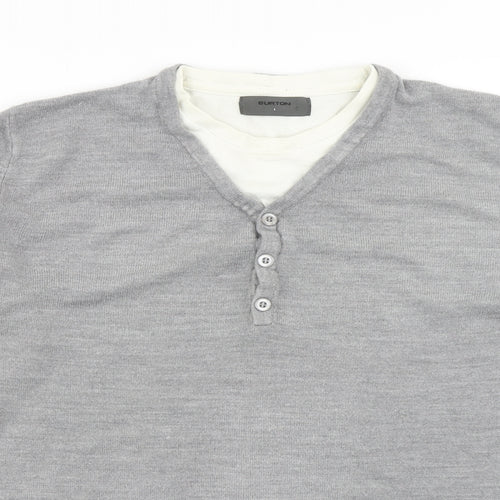 Burton Mens Grey  Knit Pullover Jumper Size L