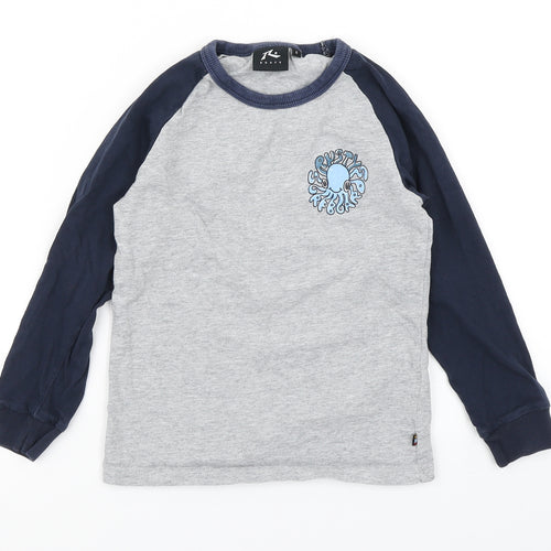 Rusty Boys Grey Colourblock  Basic T-Shirt Size 6 Years