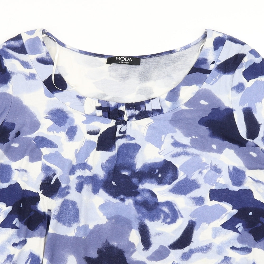 George Womens Blue Colourblock  Basic T-Shirt Size 16