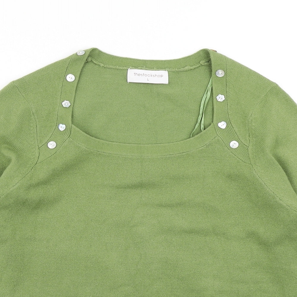 The Stock Shop Womens Green  Knit Pullover Jumper Size L