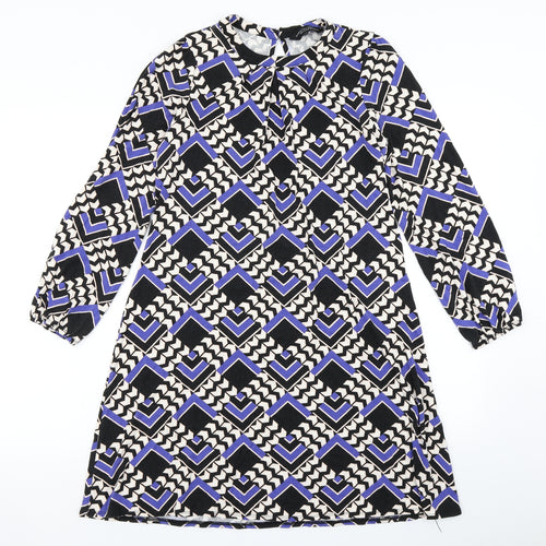 Dorothy Perkins Womens Blue Chevron  A-Line  Size 10
