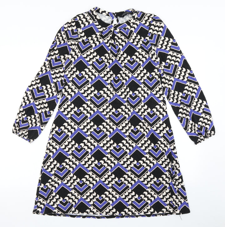 Dorothy Perkins Womens Blue Chevron A-Line Size 10