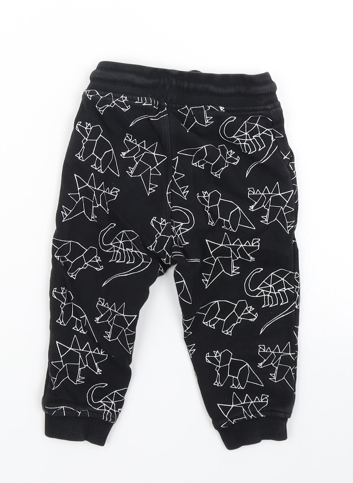 Matalan Boys Black Geometric  Jogger Trousers Size 12-18 Months  - Dinosaur print