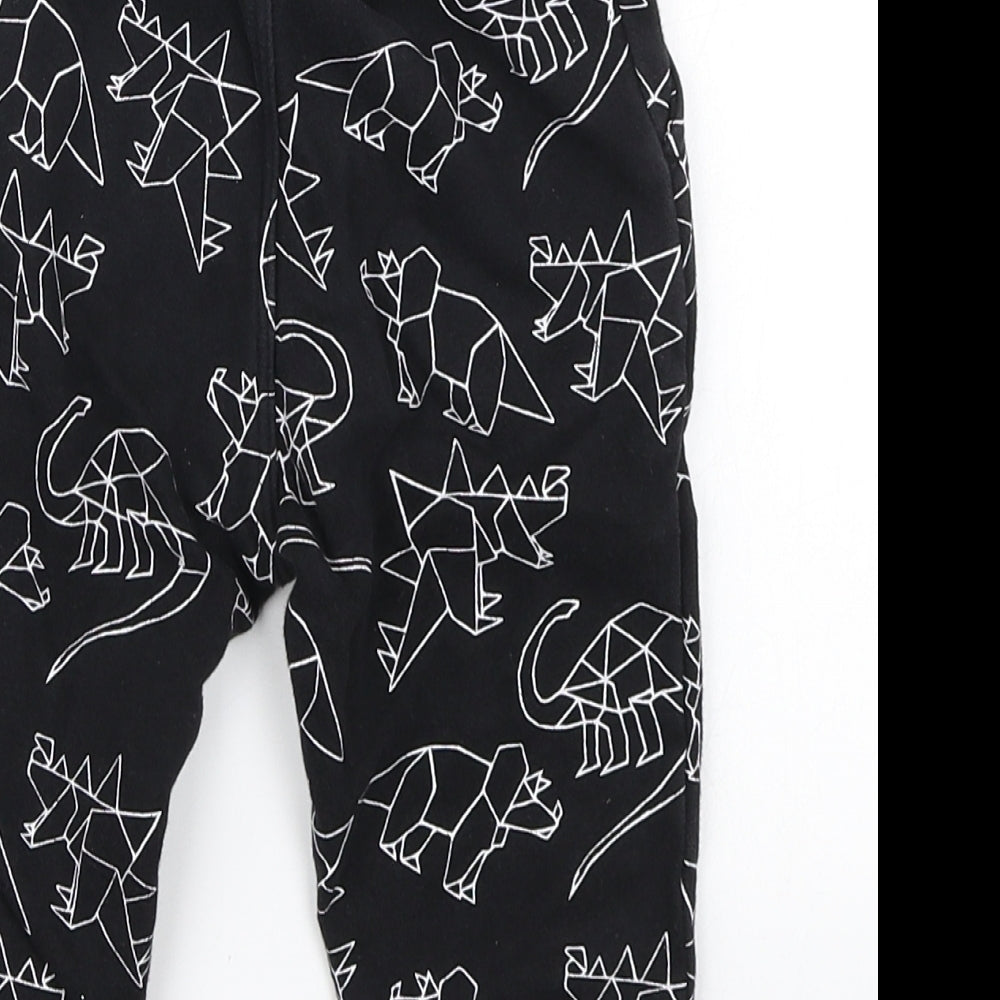 Matalan Boys Black Geometric  Jogger Trousers Size 12-18 Months  - Dinosaur print