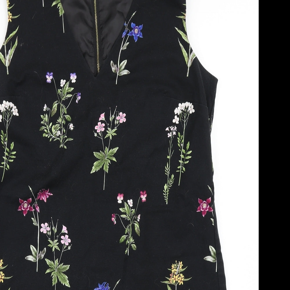 Oasis Womens Black Floral  A-Line  Size 16