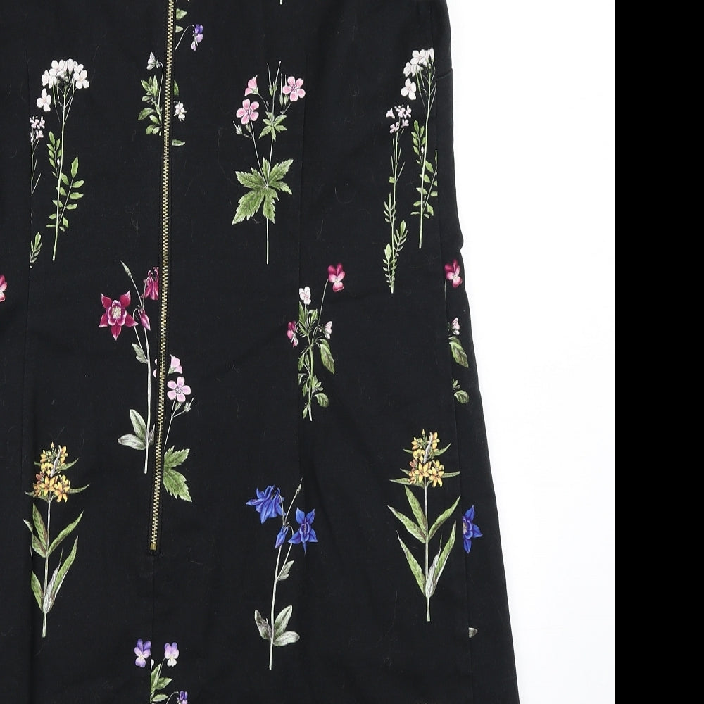 Oasis Womens Black Floral  A-Line  Size 16