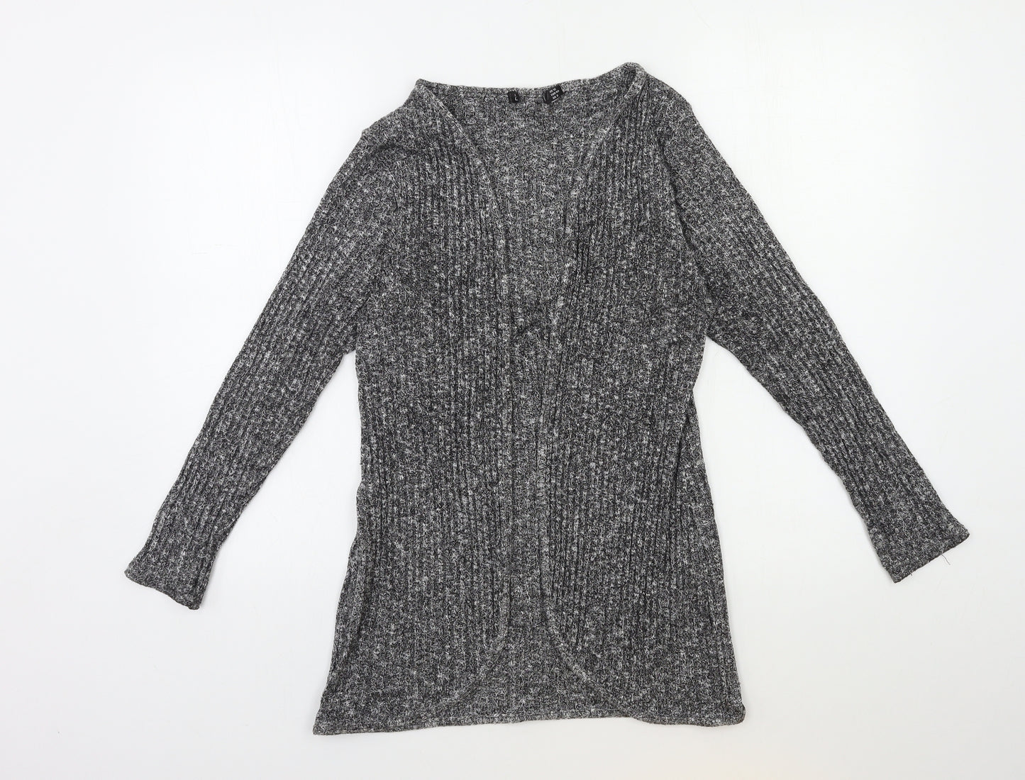 PRETTYLITTLETHING Womens Grey  Knit Cardigan Jumper Size 12