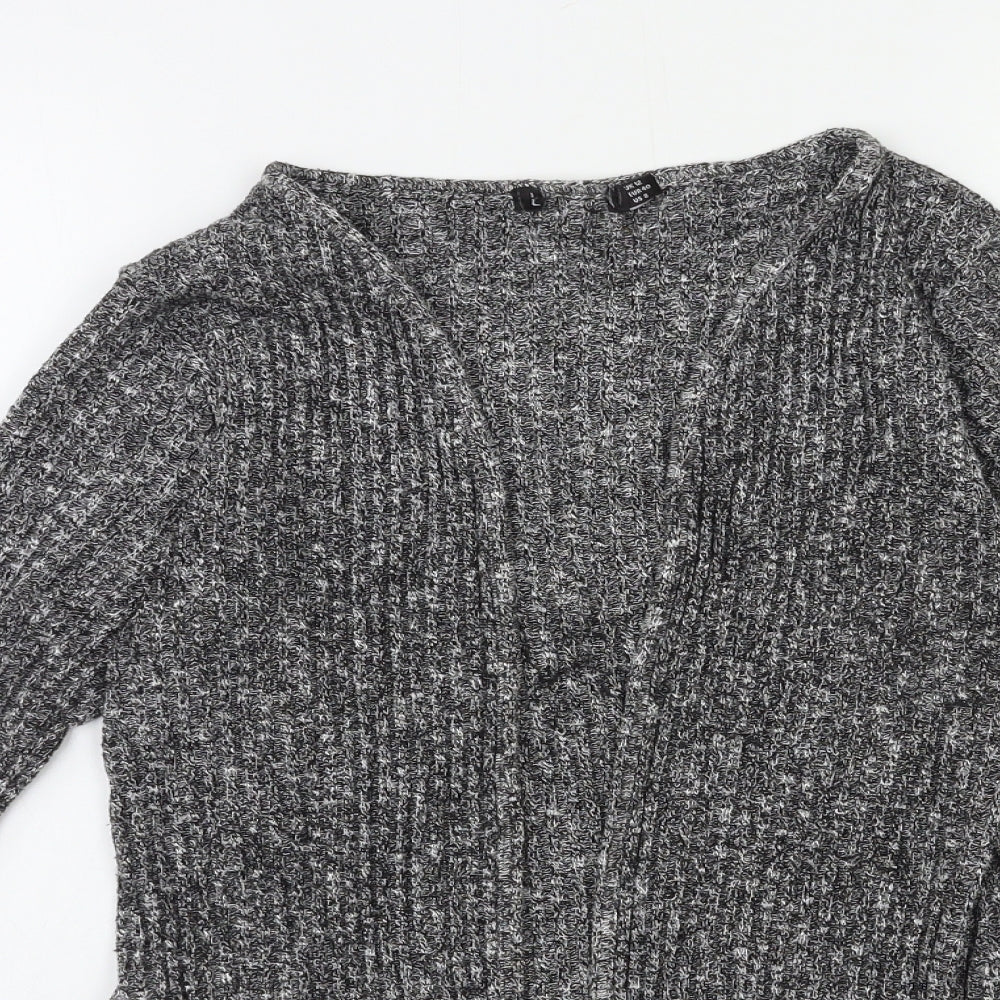 PRETTYLITTLETHING Womens Grey  Knit Cardigan Jumper Size 12