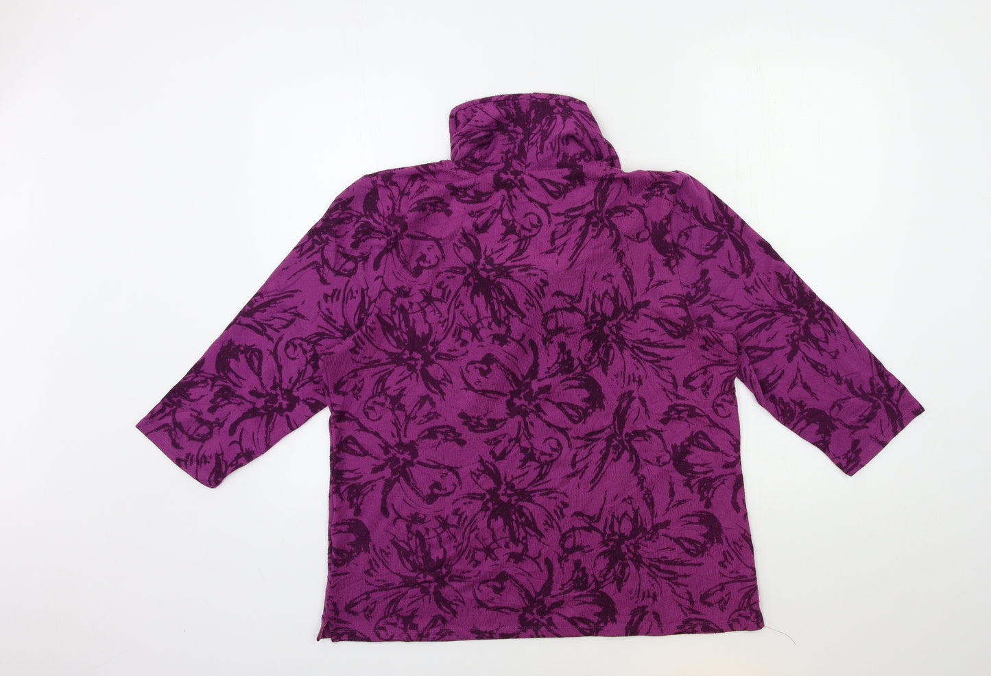 tigi Womens Purple Floral Knit Pullover Jumper Size 14